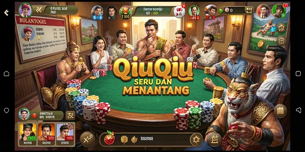 Screenshot gameplay BULANTOGEL dengan kartu QiuQiu yang menarik.