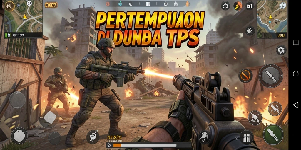 Tampilan gameplay C0077 yang intens dalam aksi TPS.