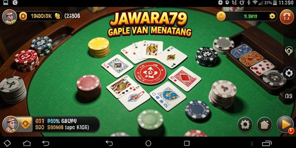 Tampilan utama gameplay JAWARA79 dengan kartu Gaple yang menarik.