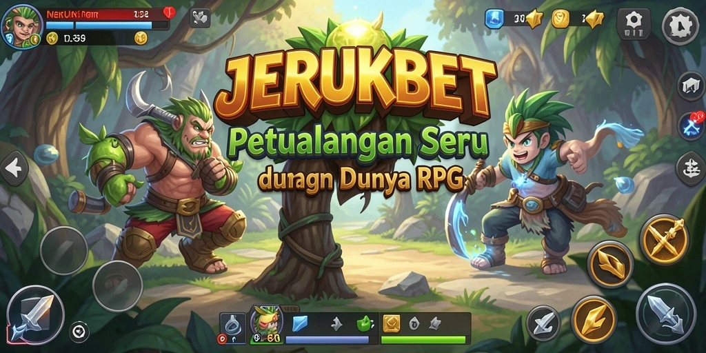 Gameplay seru JERUKBET dalam petualangan RPG yang mendebarkan.