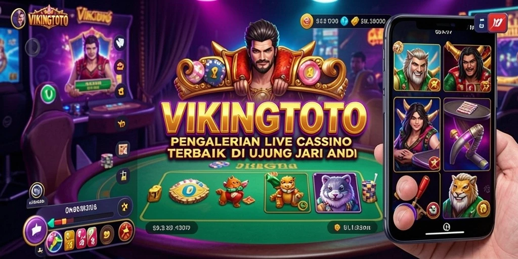 Screenshot VIKINGTOTO menampilkan dealer langsung dan suasana permainan Live Casino.