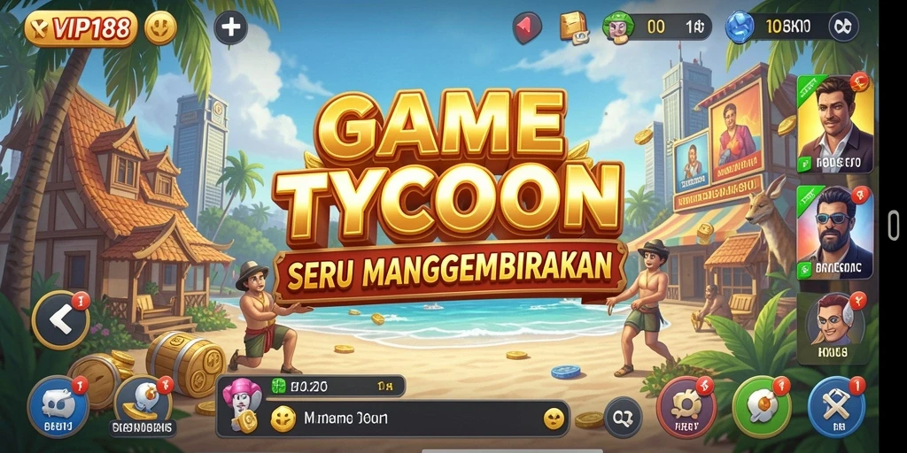 Tampilan gameplay VIP188 yang seru dalam mengelola bisnis Tycoon.